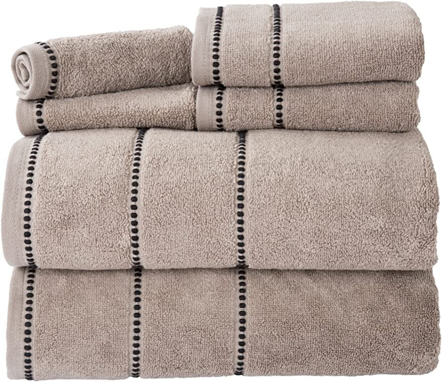 Luxury Cotton Towel Set- Quick Dry, Zero Twist and Soft 6 Piece Set With 2 Bath Towels, 2 Hand To... | Amazon (US)