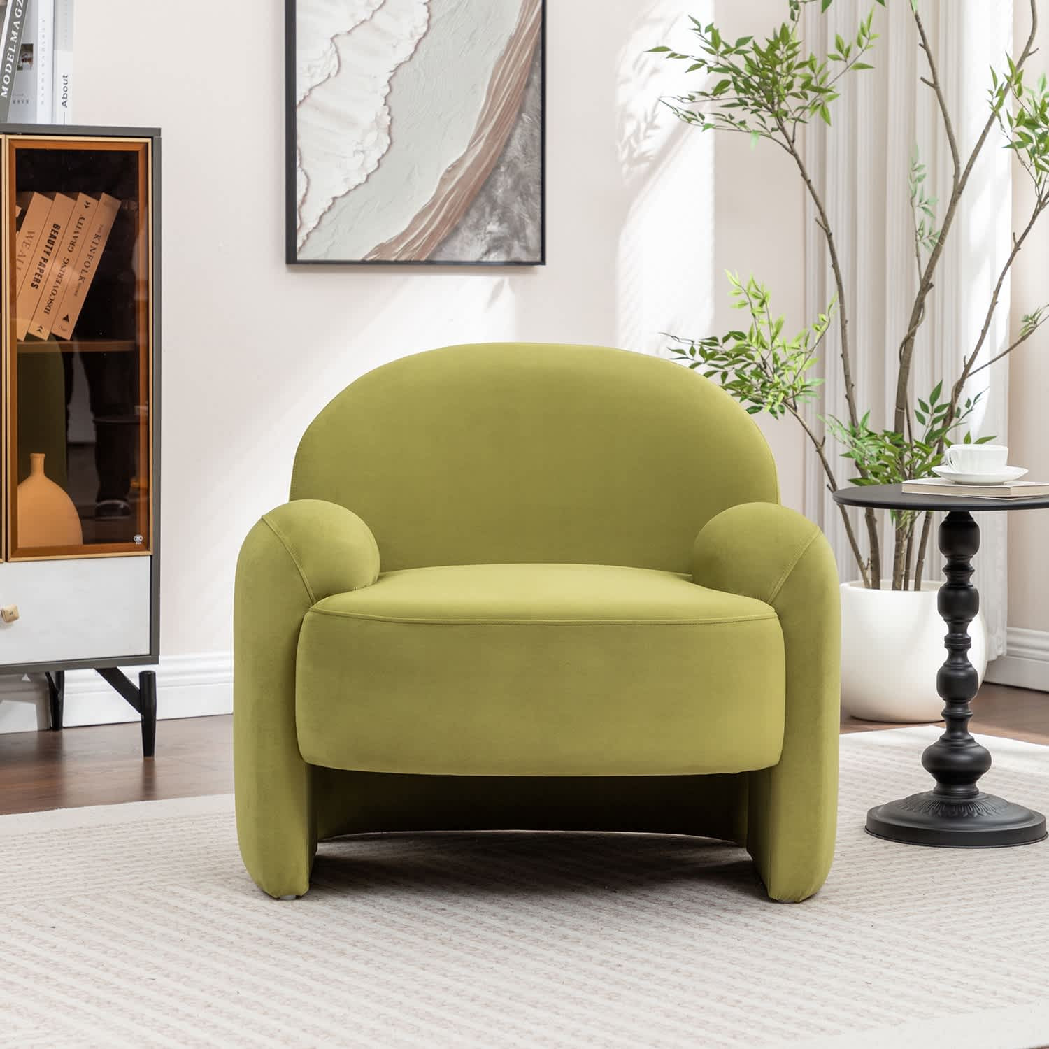 SEYNAR Modern Glam Velvet Thickened Seat Cushion Accent Chair one_size in Green | XY847-GREEN | Lowe's
