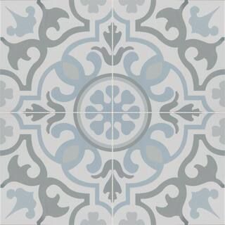 Encaustic Blume 8 in. x 8 in. Matte Porcelain Patterned Look Floor and Wall Tile (5.16 sq. ft./Ca... | The Home Depot