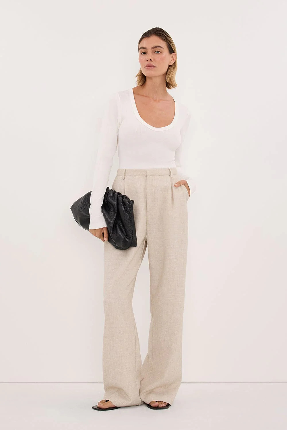 YASMIN OFF WHITE LONG SLEEVE KNIT TOP | DISSH