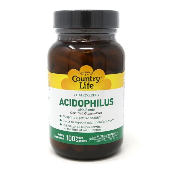 Country Life Acidophilus with Pectin, 100 Vegan Capsules | Walmart (US)
