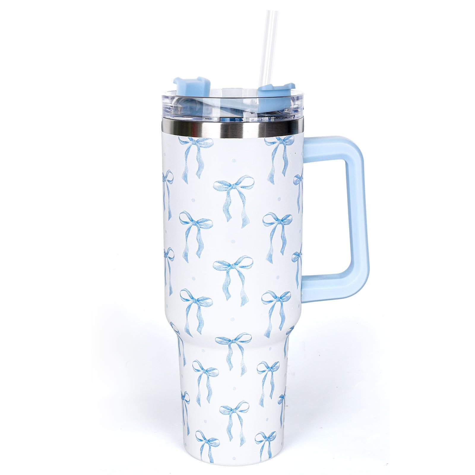 Whaline 40 Oz Blue Bow Tumbler with Handle Straw and Lid Bow-Knot Travel Coffee Tumbler Cup for W... | Amazon (US)
