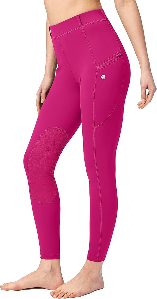 SANTINY Women's Horse Riding Pants with Zipper Pockets Knee-Patch Schooling Tights Equestrian Breeches for Women | Amazon (US)