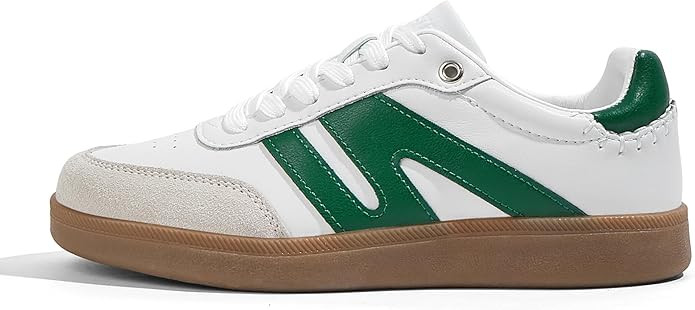 LUCKY STEP Women Classic Retro Gum Sole Fashion Sneakers Casual Tennis Skate Shoe Genuine Leather... | Amazon (US)