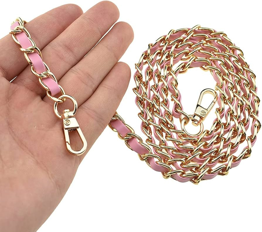 HAHIYO Mini Purse Chain Strap Slim Wide 8mm for LV Length 55.1 inches Extra Thick 4.5mm Pink Leat... | Amazon (US)