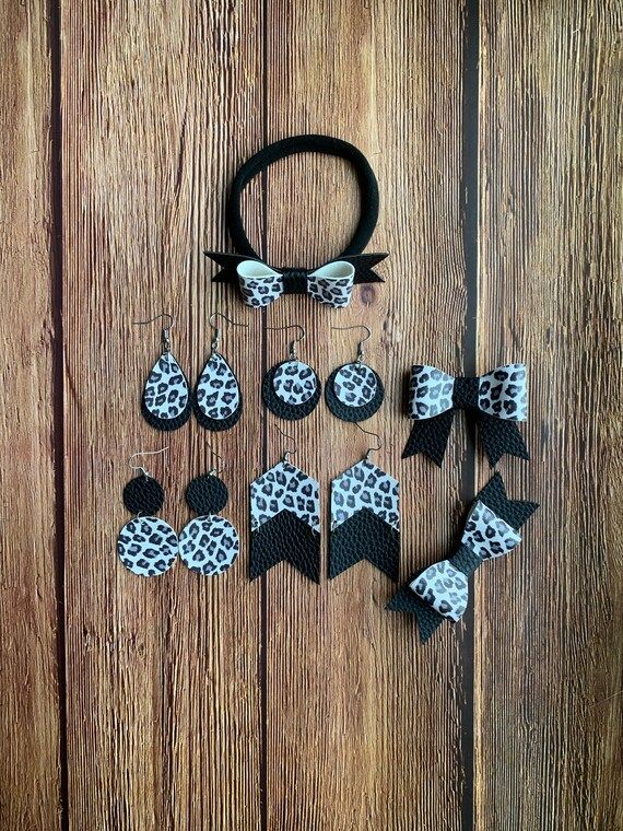 Black and White Snow Leopard Faux Leather Earrings and Hair | Etsy | Etsy (US)