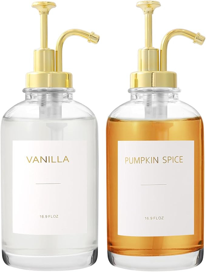 Coffee Syrup Dispenser for Coffee Bar Accessories, Coffee Syrup Pump Dispenser, 16.9OZ Glass Syru... | Amazon (US)