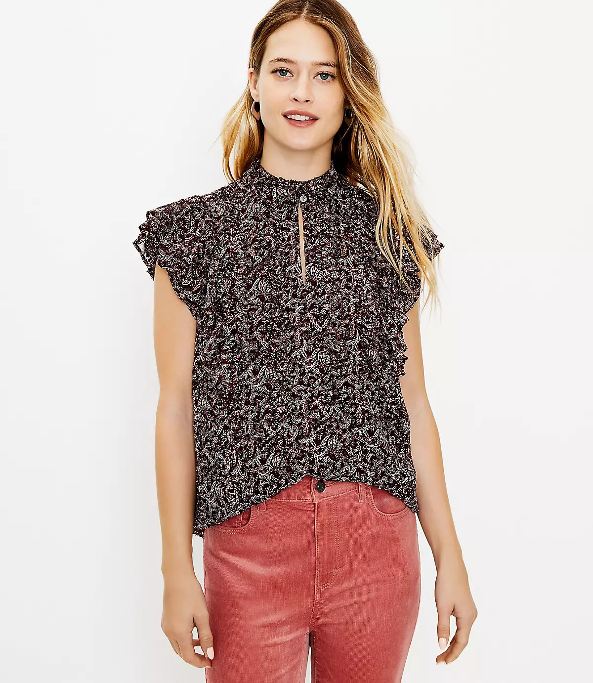 Floral Ruffle Shell | LOFT