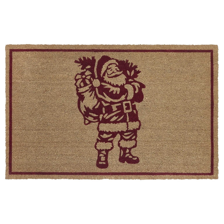 My Texas House Natural/Red Santa Outdoor Coir Doormat, 30" x 48" | Walmart (US)