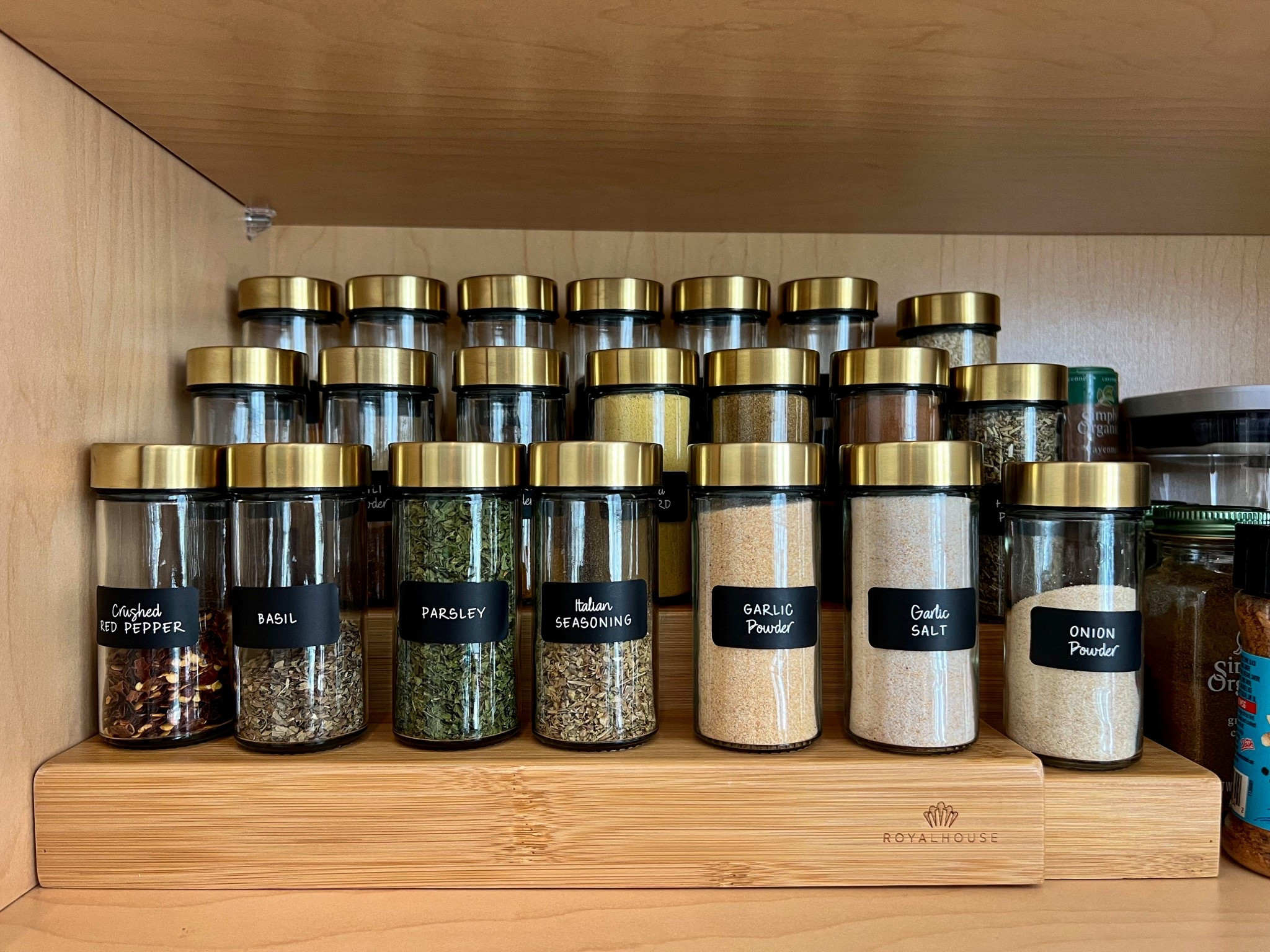 Copy this classic look we created with the exact products we used from The Container Store. We used gold glass spice jars, sleek black spice labels, a bamboo spice rack, and stainless steel funnel. 

#LTKStyleTip #LTKHome #LTKFindsUnder50