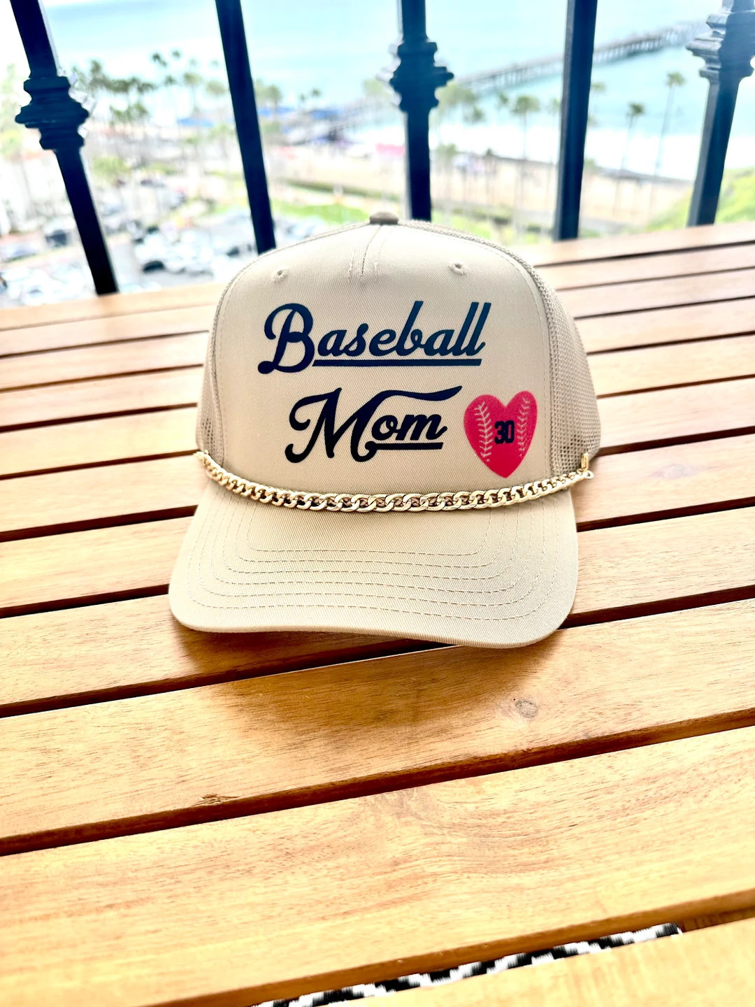 Custom Number or Initials Baseball Mom Khaki Trucker Hat | Etsy (US)