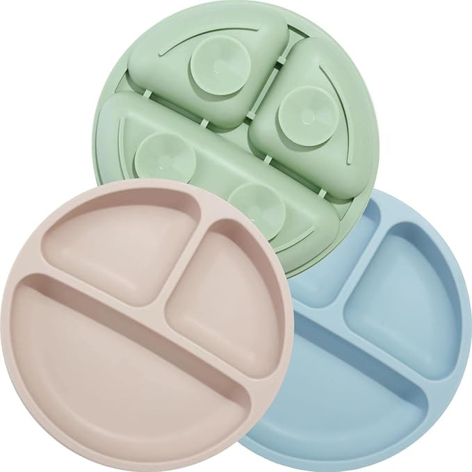 PandaEar 3 Pack Toddler Plates, Silicone Divided Suction Plate for Babies, BPA-Free 100% Food-Gra... | Amazon (US)