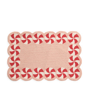 2x3 Wool Blend Candy Cane Scalloped Hook Rug | Home | Marshalls | Marshalls