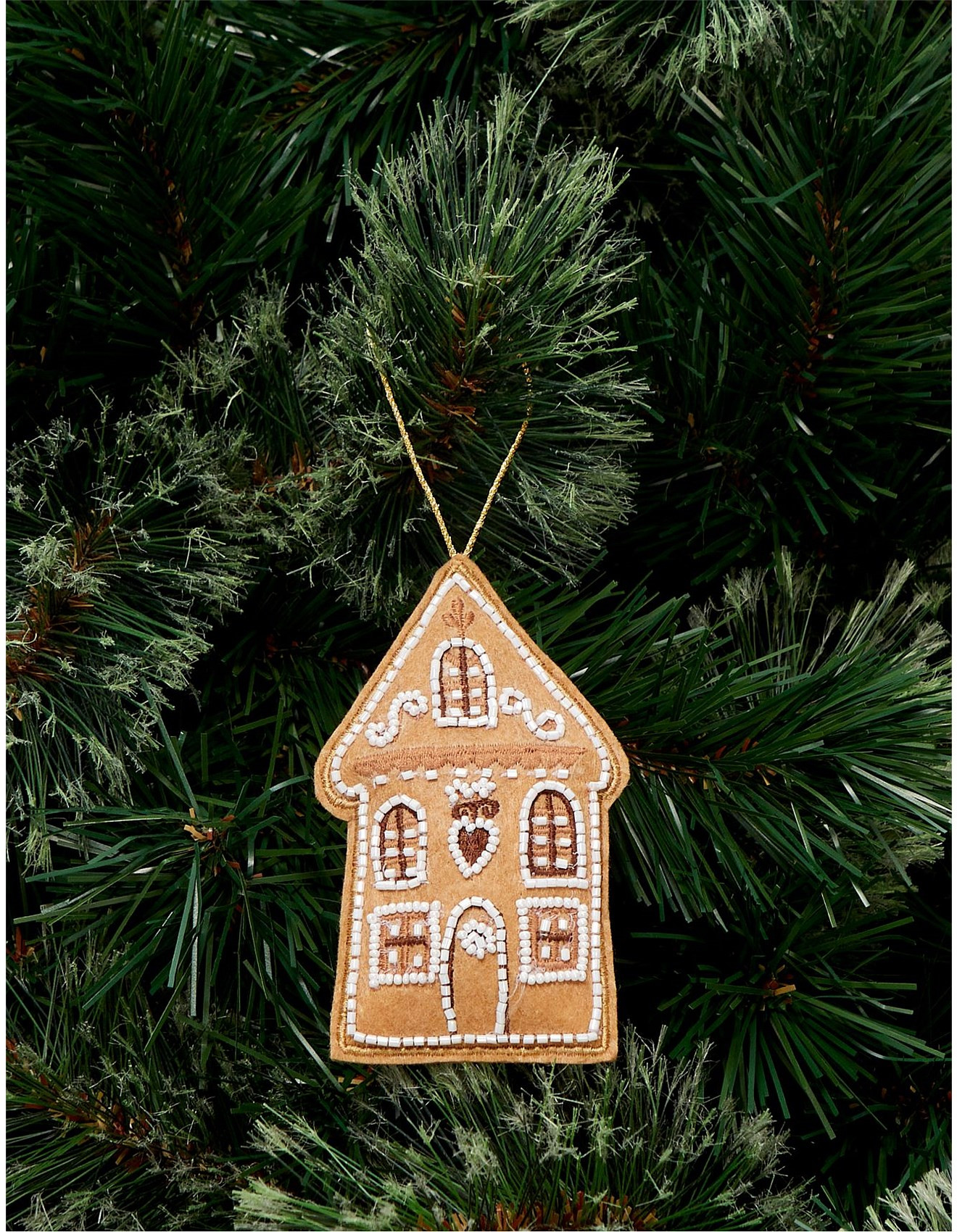 11CM GLASS BEADED GINGERBREAD HOUSE ORNAMENT | David Jones (Australia & New Zealand)