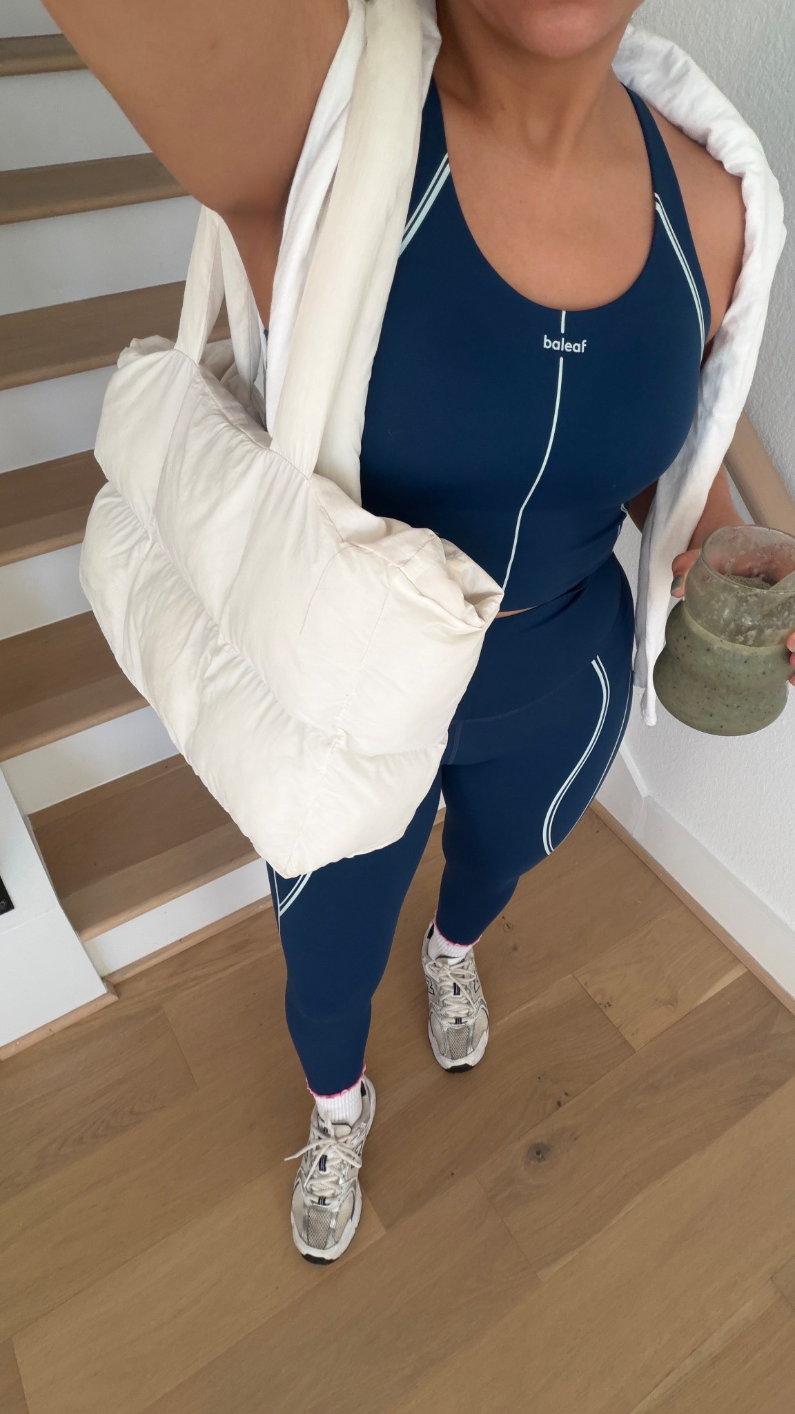 Sports tank: small
Leggings: small
Pilates socks 
New balance sneakers: 4.5 men 
Puffer tote bag 

#LTKActive #LTKfitnessgoals #LTKSpringSale