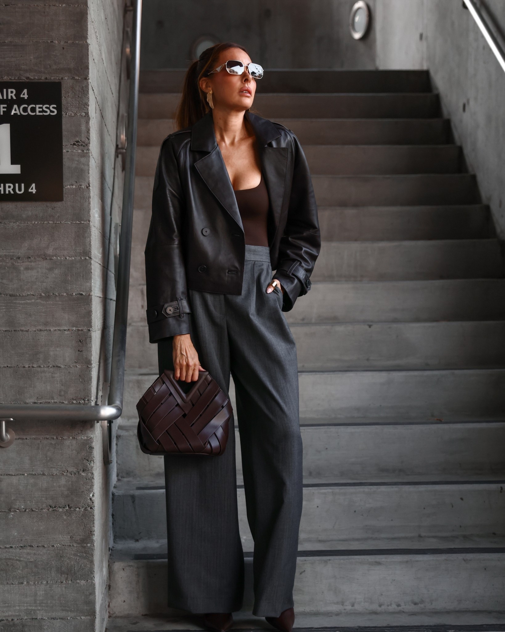 The new classics. Obsessed with this dark brown almost black leather jacket - the elevated style literally looks good with everything.  Seriously everything.  Pieces fit tts. Wearing size  xs jacket and size 4 trousers. 

#LTKSeasonal #LTKWorkwear #LTKParties