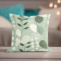 Sage Green Pillow, Unique Throw Pillow Covers, Leaves Scandinavian Accent Home Decor Gift | Etsy (US)
