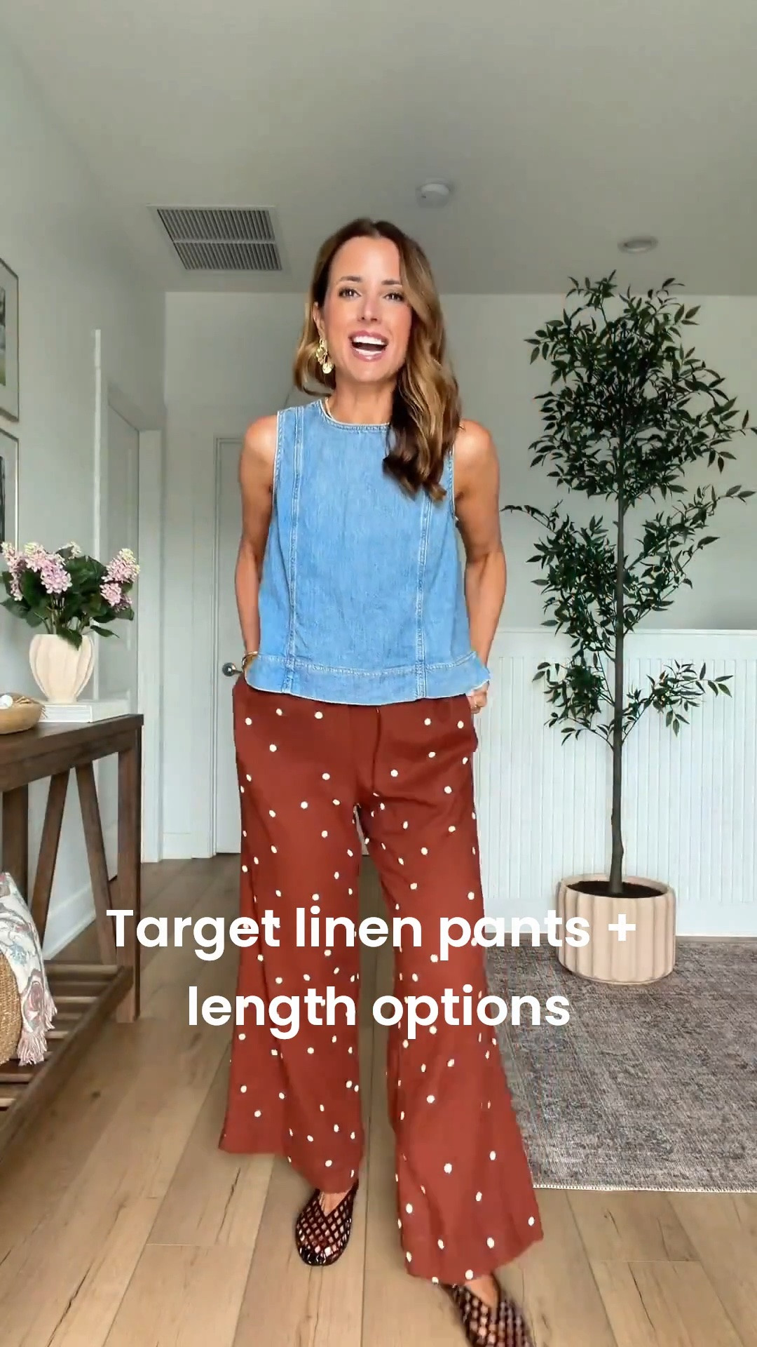 New at Target! Summer outfit. Elevated casual outfit. Mom outfit. Business casual outfit. Vacation outfit. I love these linen-blend wide leg pants + length options! Wearing XS short - runs big so size down! I added a stretchy belt to the top of the waist band to cinch it in. XS in denim top. Jelly ballet flats run a smidge big and are whole sizes only. I’m a 6.5 and did a 6.

#LTKootd #LTKPetite #LTKTravel
