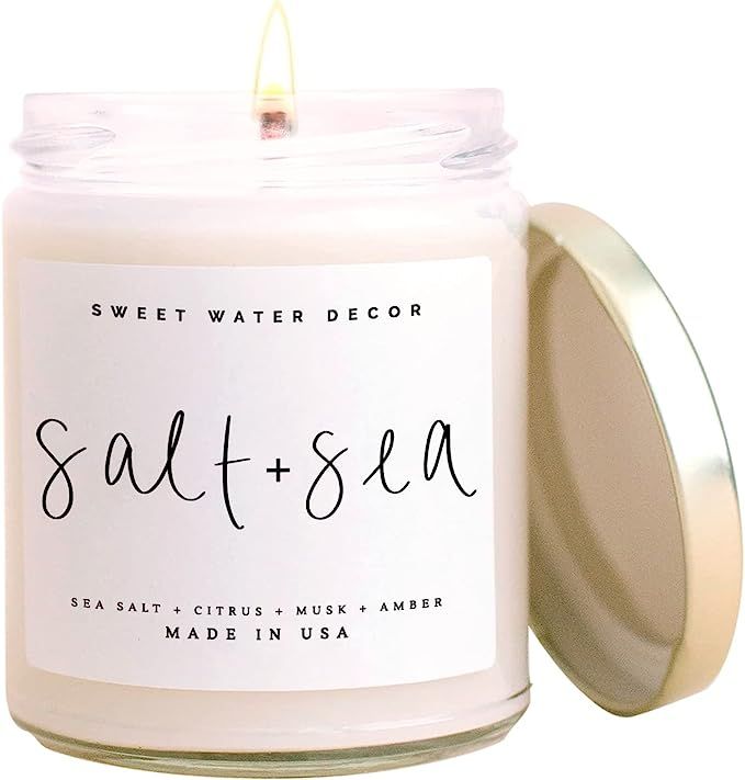 Sweet Water Decor Salt and Sea Candle | Sea Salt, Citrus, Amber, Musk, Beach Scented Soy Candles ... | Amazon (US)