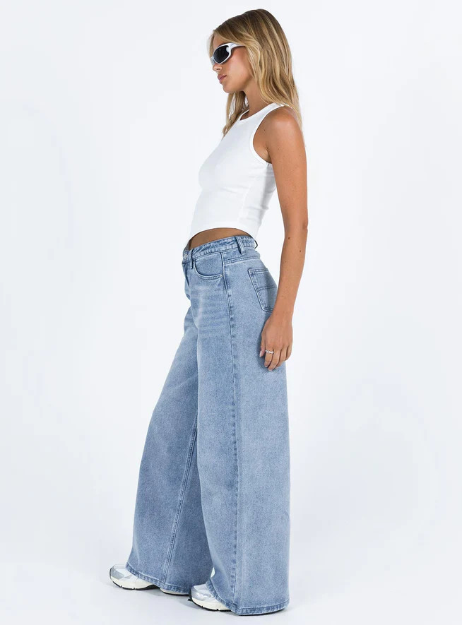 Naylor Wide Leg Jeans Light Wash Denim | Princess Polly AU