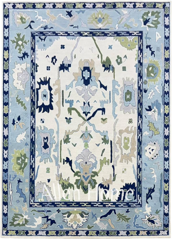 Allen Home Hand Tufted Oushak Wool Rugs - Pastel Ushak Area Carpets Suitable for Living Room, Bed... | Amazon (US)