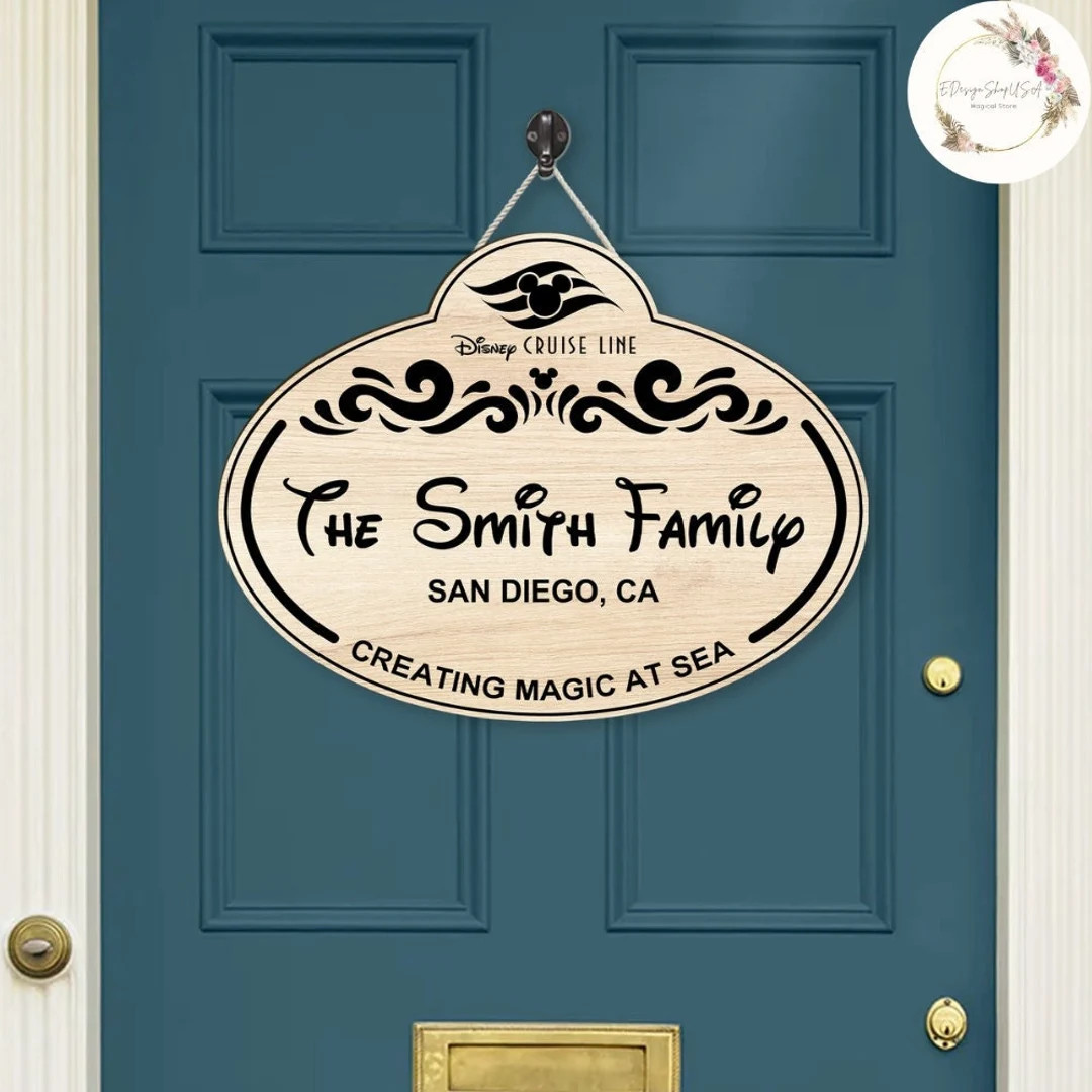 Personalized Disney Name Tag Wooden Hanging Sign Plaque, Disney Cruise Sign, WDW Disneyland Famil... | Etsy (US)