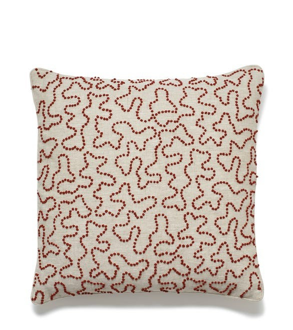 Leptoria Embroidered Pillow Cover - Blood Orange | OKA US
