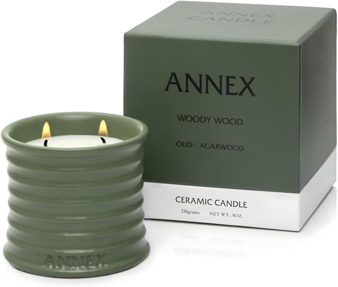 Annex Oud & Agarwood Luxury Scented Candle - Handmade Ceramic Jar - 50hr Clean Burn, Non-Toxic So... | Amazon (US)