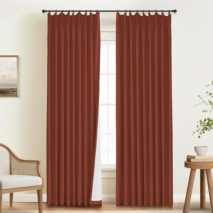 INOVADAY 100% Blackout Curtains for Bedroom, Pinch Pleated Linen Blackout Curtains 84 Inch Length... | Amazon (US)