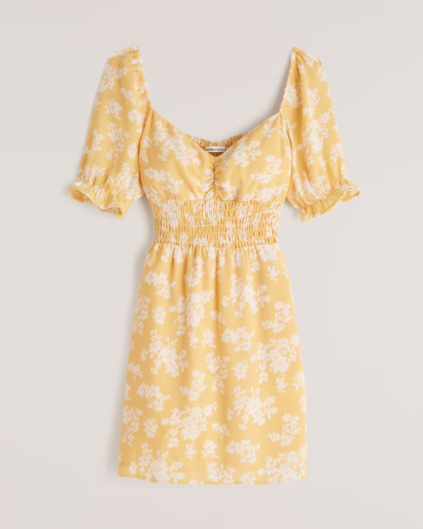 Women's Faux Silk Smocked Waist Mini Dress | Women's Dresses & Jumpsuits | Abercrombie.com | Abercrombie & Fitch (US)