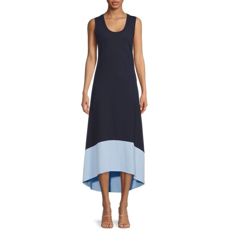 Time and Tru Women’s Pique Knit Dress with High Low Hem | Walmart (US)