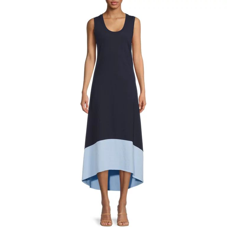 Time and Tru Women’s Pique Knit Dress with High Low Hem - Walmart.com | Walmart (US)