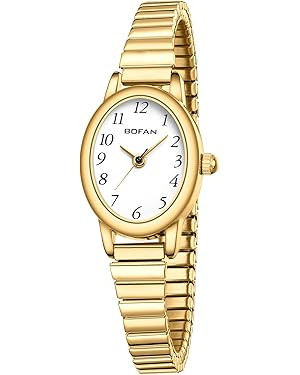 BOFAN Small Gold Watches for Women Easy Read Ladies Quartz Wrist Watch with Stainless Steel Expan... | Amazon (US)