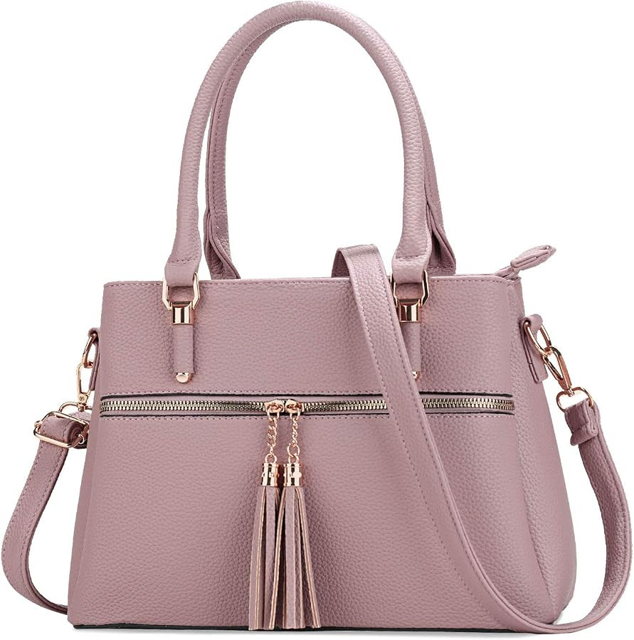 KKXIU Women Satchel Bags Handle Shoulder Handbags and Purses Pockets Zipper Leather Crossbody Bag... | Amazon (US)