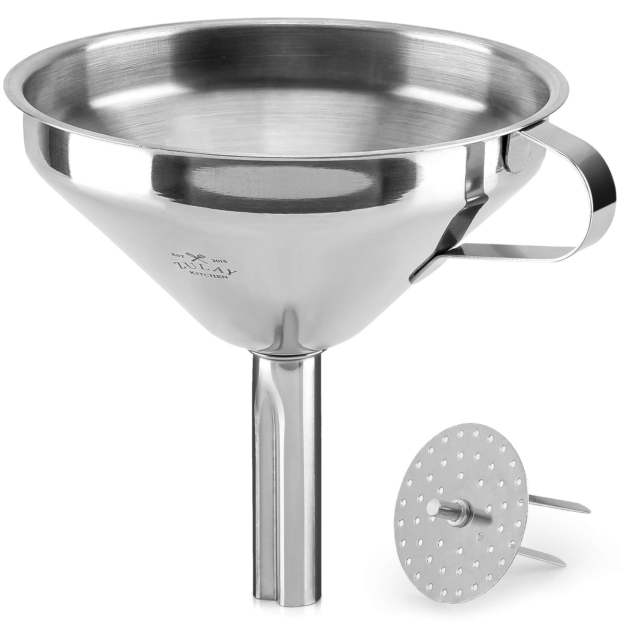 Zulay (5 inch) Stainless Steel Kitchen Funnel - Food Grade Metal Funnel With Removable Filter - R... | Amazon (US)