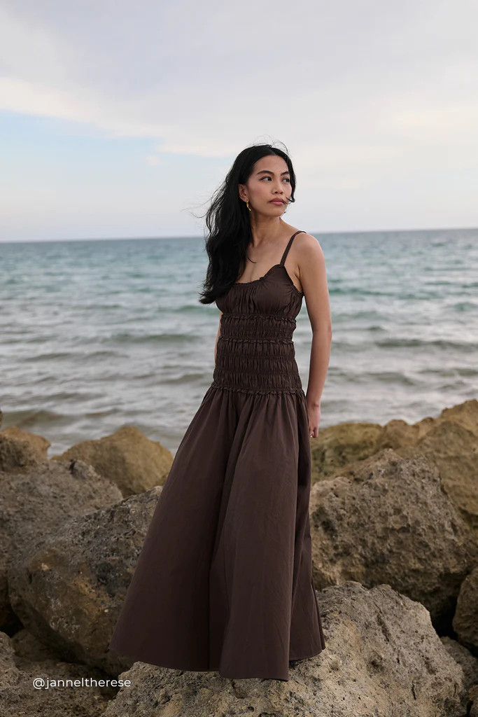 TOBY BITTER CHOC COTTON MIDI DRESS | DISSH