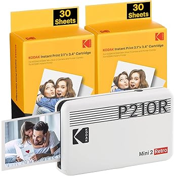 KODAK Mini 2 Retro 4PASS Portable Photo Printer (2.1x3.4 inches) Initial 8 Sheets + 60 Sheets Bun... | Amazon (US)