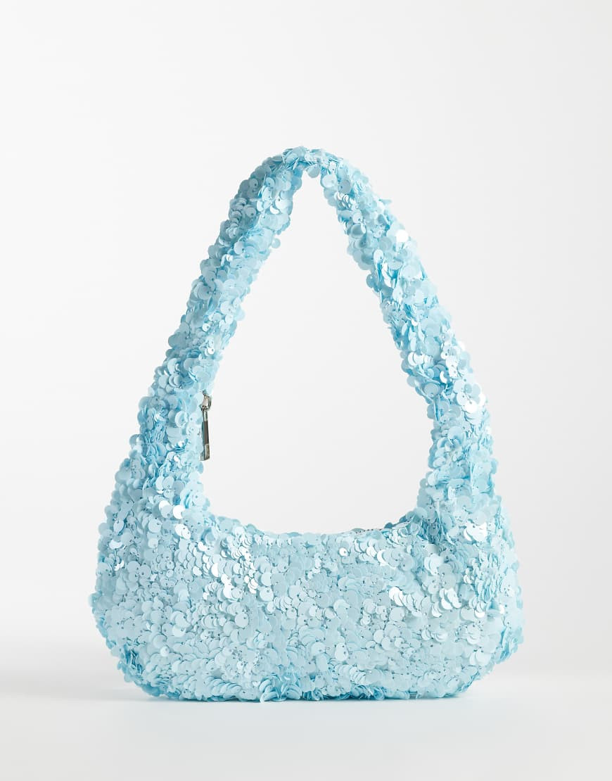 My Accessories sequin shoulder bag in pale blue | ASOS (Global)