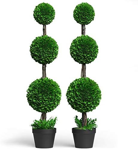 Barnyard Designs Artificial Boxwood Topiary Ball Tree, Front Porch Home Decor, Faux Fake Plant De... | Amazon (US)