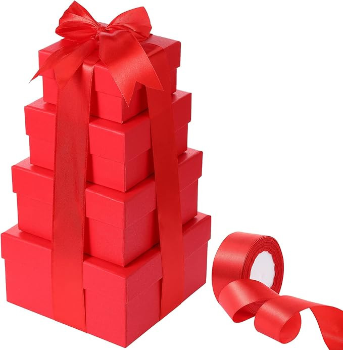 Clabby Valentine's Day Nesting Boxes with Lids Square Valentine Rigid Box, Assorted Sizes Decorat... | Amazon (US)