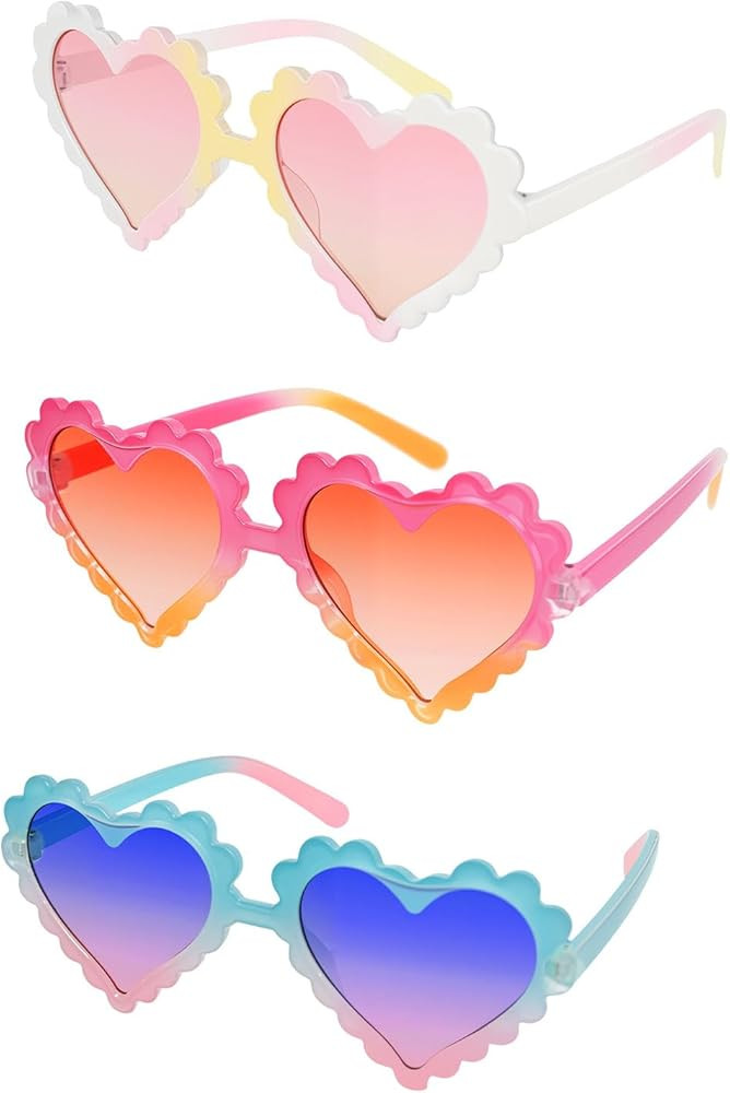 Girls Heart Sunglasses Age 3-10 - Cute Wavy Scalloped Frame, UV Protection & Shatterproof PC Lens... | Amazon (US)