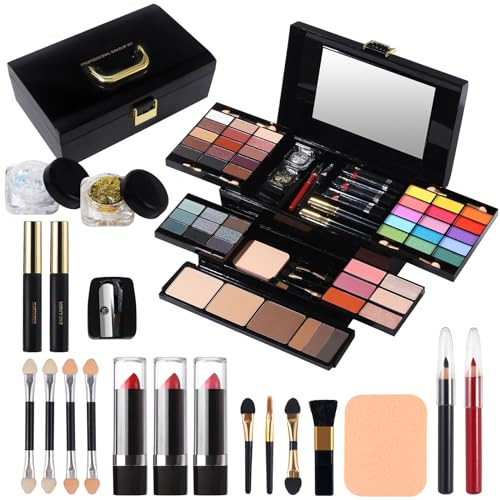 Professional Makeup Kit for Women Girl Full Kit with Mirror 60 Colors All in One Make up Gift Set Included Eyeshadow,Blusher,Highlighter,Compact Powder,Brow Powder,Lipstick,Glitter,Eyeliner,Mascara 02 | Amazon (US)