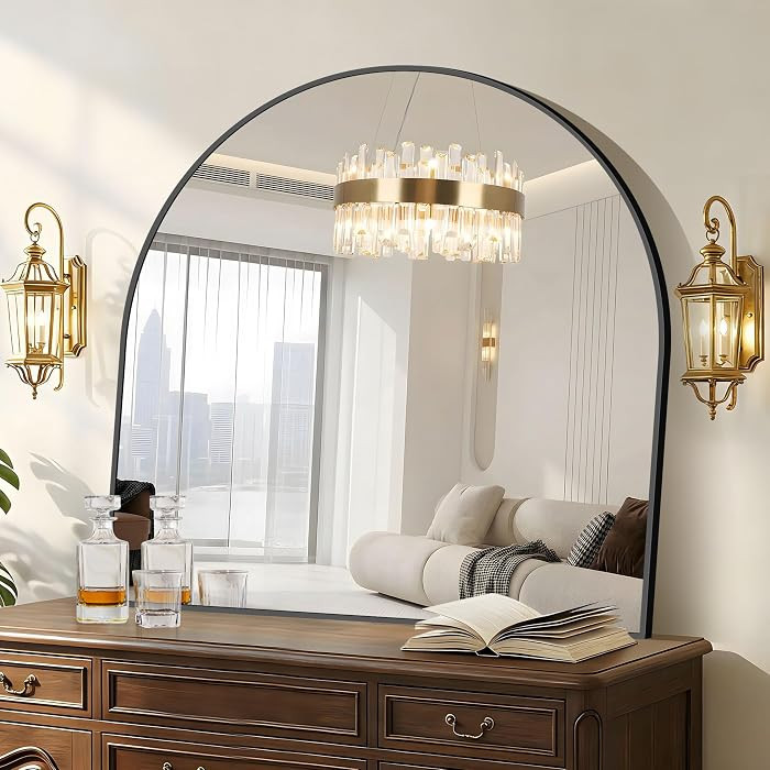 COFENY Arched Mirror, 42\u2019\u2019x42\u2019\u2019 Black Arch Mirror for Bathroom, Large Arched ... | Amazon (US)