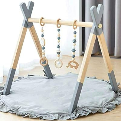 Avrsol Baby Gym Wooden Infant Activity Gym with Mat Baby Play Gym Frame Hanging Bar, Baby Newborn... | Amazon (US)