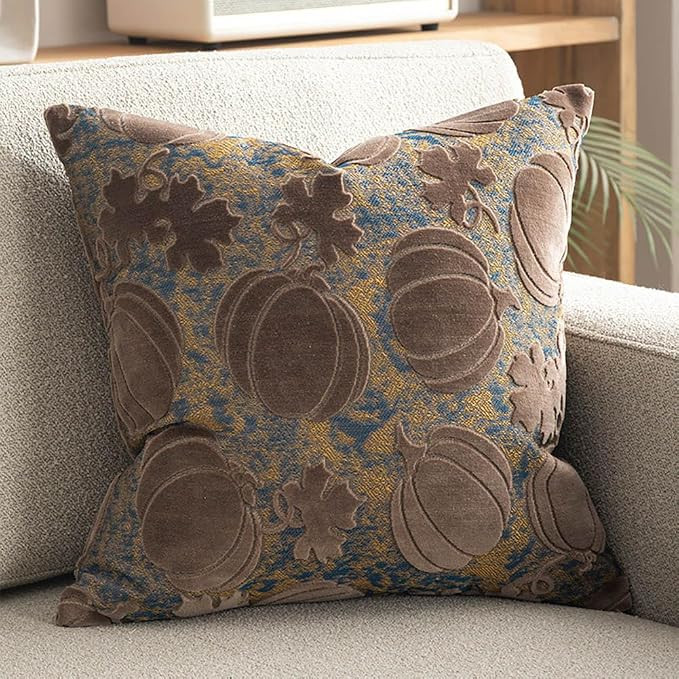 vctops Fall Decorative Throw Pillow Cover Soft Velvet Autumn Harvest Pumpkin Cushion Cover Farmho... | Amazon (US)