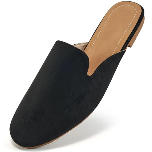Ecetana Mules for Women Flats Shoes: Comfortable Slip On Casual Work Slides Round Toe Backless Lo... | Amazon (US)