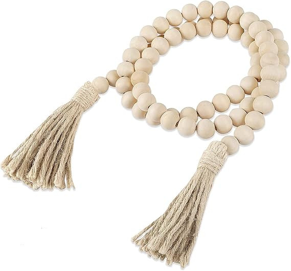 KitWinner Farmhouse Wood Beads Garland, Rustic Farmhouse Table Decor Wood Curtain Beads w/ Tassel... | Amazon (US)