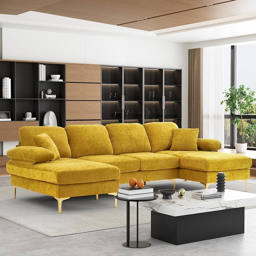 OUYESSIR U-Shaped Sectional Sofa Couch, 4 Seat Sofa Set for Living Room, 110.6" L-Shaped Chenille... | Amazon (US)