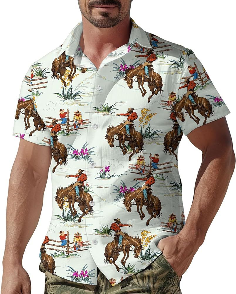 Funny Short Sleeve Hawaiian Shirt for Unisex, Vacation Casual Button Shirt for Men Women | Amazon (US)