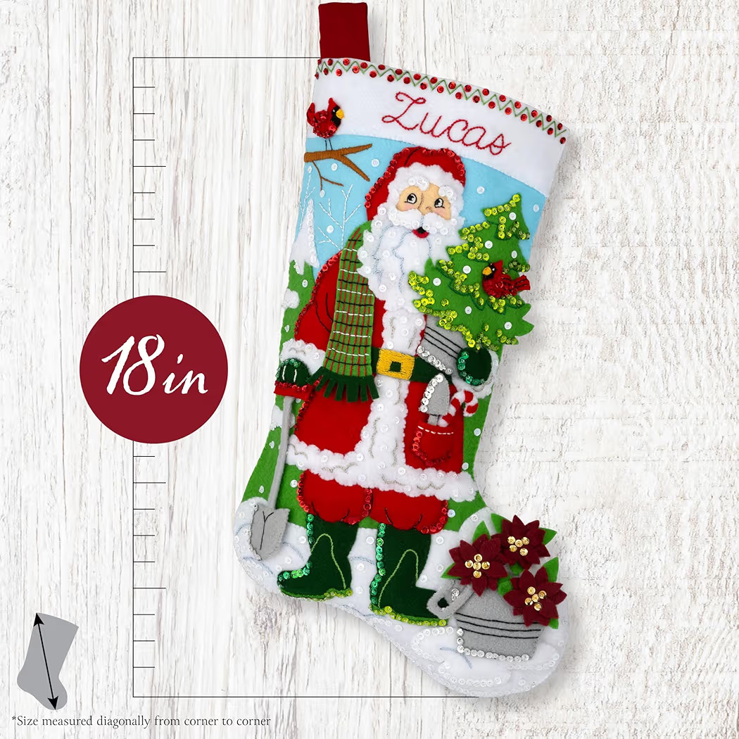 Bucilla Felt Applique 18" Stocking Making Kit, Santa's Gardening Magic, Perfect for DIY Arts and ... | Amazon (US)